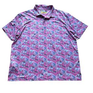 Nicklaus EcoChoice Size XXL Pink Floral Tropical Bird Print Polyester Polo Shirt